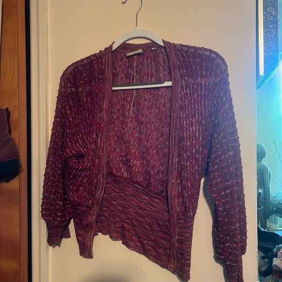 Vintage 2 piece Missoni cardigan skirt SET knit textured pink red A line skirt S - Picture 9 of 11